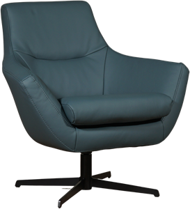 Blauwe leren moderne draaifauteuil Wing - Massif Leer Whale (blauw leer)