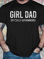 Men's Funny Girl Dad Officially Outnumbered Graphic Printing Text Letters Crew Neck Loose Casual T-Shirt - thumbnail