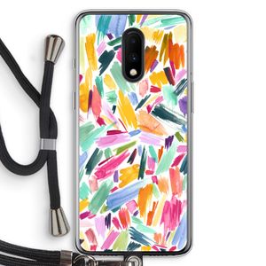 Watercolor Brushstrokes: OnePlus 7 Transparant Hoesje met koord