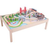 Houten treinbaan stad op speeltafel, 62d