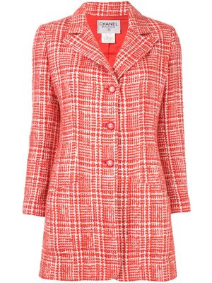 CHANEL Pre-Owned manteau court à carreaux - Rouge