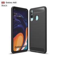 Geborsteld textuur Carbon Fiber TPU Case voor Galaxy A60 (zwart)