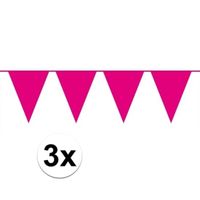 3 stuks roze vlaggetjes slinger van 10 meter