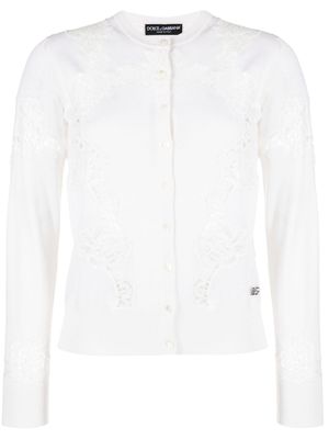 Dolce & Gabbana cardigan à empiècements en dentelle - Blanc