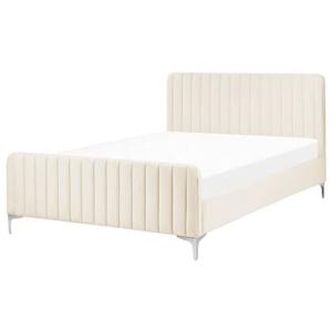 Beliani - LUNAN - Tweepersoonsbed - Beige - 140 x 200 cm - Fluweel