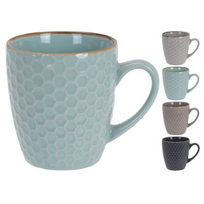 Excellent Houseware luxe gekleurde stoneware bekers/koffiekopjes - 4x - 300 ml - Koffiebekers