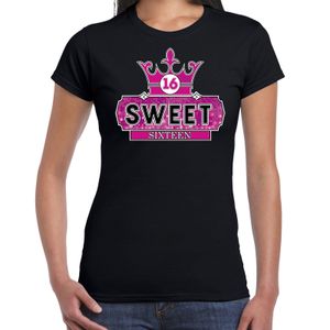 Sweet  zestien shirt voor verjaardag zwart voor meiden/dames 2XL  -