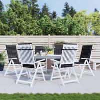 VidaXL Stoelkussens 6 st hoge rug ruitpatroon oxford stof zwart
