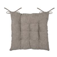 Stof Textile stoelkussen Dandy - beige - 38 x 38 x 5 cm - touwtjes sluiting - ribcord