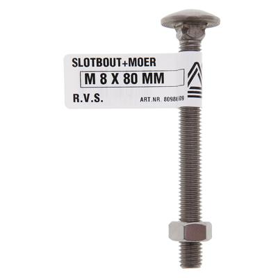 Slotbout m8x90mm rvs - Deltafix