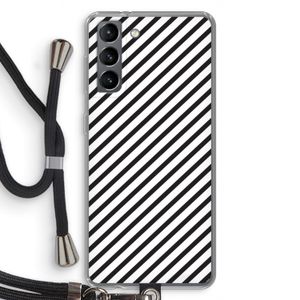 Strepen zwart-wit: Samsung Galaxy S21 Transparant Hoesje met koord
