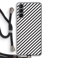 Strepen zwart-wit: Samsung Galaxy S21 Transparant Hoesje met koord