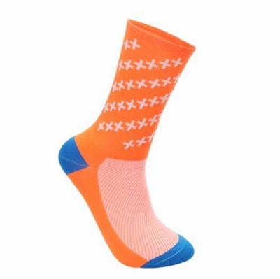 Fietsen sokken mannen vrouwen racefiets sokken outdoor Racing ademend basketbal voetbal sokken (oranje)