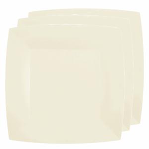 10x stuks feest bordjes creme wit - karton - 23 cm - vierkant