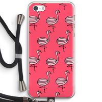 Flamingo: iPhone 5 / 5S / SE Transparant Hoesje met koord