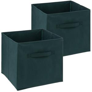 Opbergmand/kastmandje - 2x - Smaragd groen - 31 x 31 x 31 cm - 29 liter - Vakkenkast manden - Stof