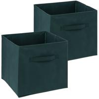 Opbergmand/kastmandje - 2x - Smaragd groen - 31 x 31 x 31 cm - 29 liter - Vakkenkast manden - Stof