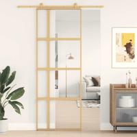 Schuifdeur 76x205 cm helder ESG-glas en aluminium goudkleurig