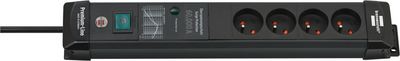Brennenstuhl Premium-Line 60.000A Extension Lead With Surge Protection 4-Way Black 3M H05Vv-F 3G1,5 *Be* - 1951144400