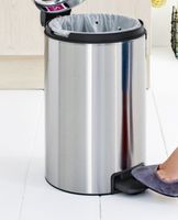 Brabantia newIcon pedaalemmer 12 liter met kunststof binnenemmer - Matt Steel Fingerprint Proof - thumbnail