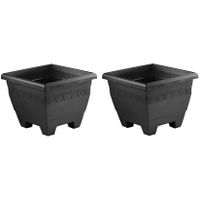 4x Antraciete plantenbakken/bloempotten 30 cm vierkant