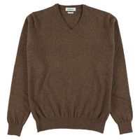 Osborne V Hals Trui Geelong Wol Donkerbruin Tailored Fit - thumbnail