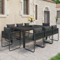 9-delige Tuinset PVC-rattan zwart