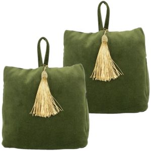 3x stuks fluwelen deurstoppers 18 cm groen