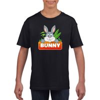 T-shirt zwart voor kinderen met Bunny het konijn - thumbnail