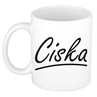 Naam cadeau mok / beker Ciska met sierlijke letters 300 ml