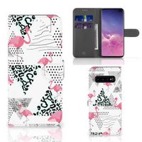 Samsung Galaxy S10 Plus Telefoonhoesje met Pasjes Flamingo Triangle