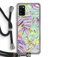 Tropical Palms Blue: Samsung Galaxy A41 Transparant Hoesje met koord