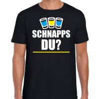 Apres ski t-shirt Schnapps du zwart heren - Wintersport shirt - Foute apres ski outfit