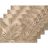 Zeller placemats palm bladeren print - 10x - linnen - 45 x 30 cm - beige/groen