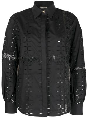 Roberto Cavalli chemise brodée à découpes - Noir