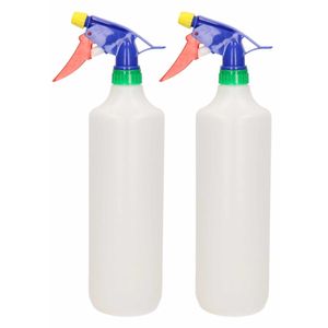 2x Waterverstuivers/plantenspuiten wit 1 liter 31 cm