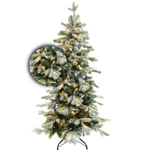 Excellent Trees® LED Varberg Smalle Witte Kerstboom met Sneeuw en Verlichting 150 cm - ⌀86cm - ↕150cm