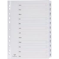 Pergamy tabbladen met indexblad, ft A4, 11-gaatsperforatie, janvier-décembre