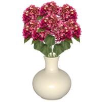 Kunstbloem Hortensia tak - 8x - 50 cm - fuchsia - kunst zijdebloem - Hydrangea - decoratie bloem