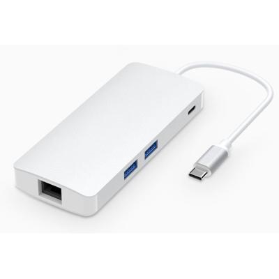 8 in 1 Hub Type-C HUB + USB-C / Type-C aan USB-C / Type-C & HDMI & SD & TF & 2 USB & VGA & Rj45-Adapter, voor Galaxy S9 & S9 PLUS & S8 & S8 PLUS & Opm