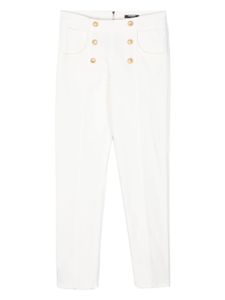 Balmain Kids embossed-button detail trousers - Blanc