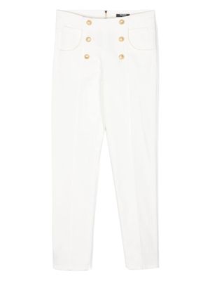 Balmain Kids pantalon à boutons embossés - Blanc