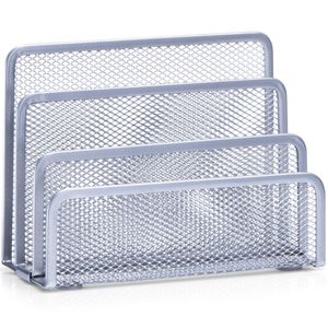 Zilveren briefhouder postbakjes 3-vaks van draadmetaal/mesh 17 x 13,5 cm   -