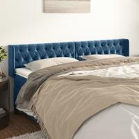 Hoofdbord met randen 203x16x78/88 cm fluweel donkerblauw