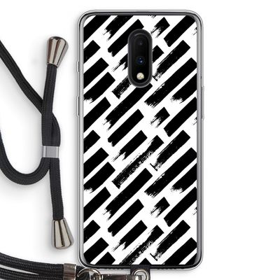 Zwarte vegen: OnePlus 7 Transparant Hoesje met koord