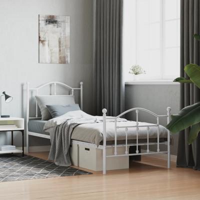Bedframe met hoofd- en voeteneinde metaal wit 80x200 cm