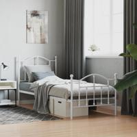 Bedframe met hoofd- en voeteneinde metaal wit 80x200 cm