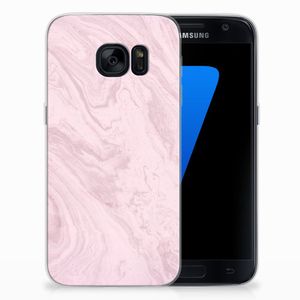 Samsung Galaxy S7 TPU Siliconen Hoesje Marble Pink - Origineel Cadeau Vriendin