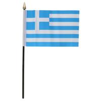 Griekenland - mini vlaggetje van 10 x 15 cm op stokje - Landen vlag - H27 cm