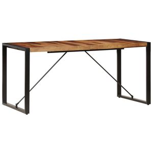 The Living Store Houten Eettafel Industriële Stijl - 160x80x75 cm - Sheeshamhout - Bruin/Zwart